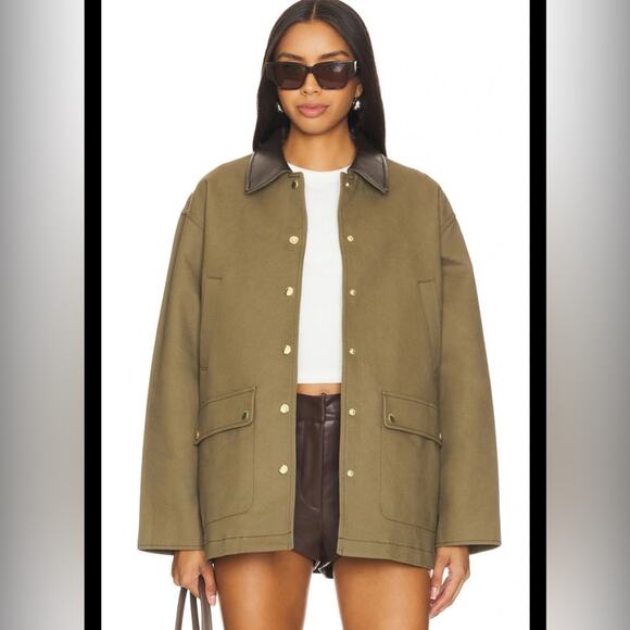 rag & bone Jackets & Blazers - rag & bone Olive Green Jacket with Dark Brown Collar